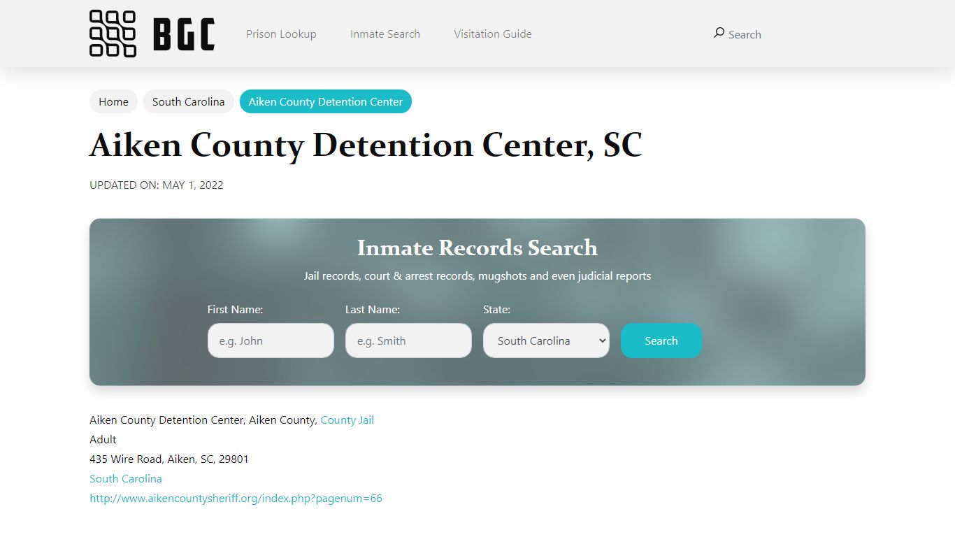 Aiken County Detention Center, SC Inmate Search, Mugshots ...